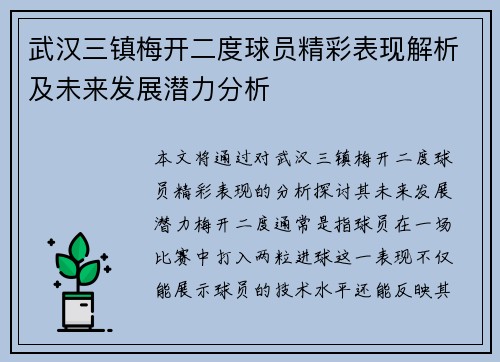 武汉三镇梅开二度球员精彩表现解析及未来发展潜力分析